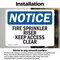 Signmission Fire Sprinkler Riser Keep Access Clear OSHA Notice Sign, Vinyl Decal, 5in W x 3.5in L, 2PK OS-2PACK-NS-D-35-L-12681 - alternate 4